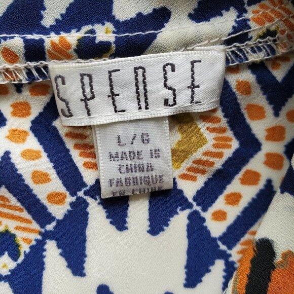 SPENSE Retro Printed Longline Tunic High Low Hem with Deep Vents Size L - Picture 7 of 10